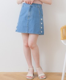evisu ハート刺繍ミニスカート ems excite（エムズエキサイト）の「ハート刺繍台形ミニSK（スカート