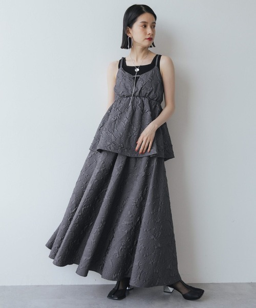 HARE(ハレ)の「フクレジャガードキャミビスチェ(HARE)(キャミソール・レディース・グレー/ブラック・FREE)」の4枚目の写真