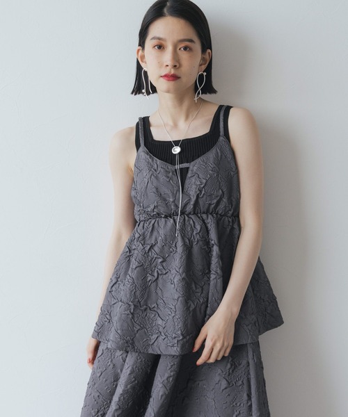 HARE(ハレ)の「フクレジャガードキャミビスチェ(HARE)(キャミソール・レディース・グレー/ブラック・FREE)」の9枚目の写真