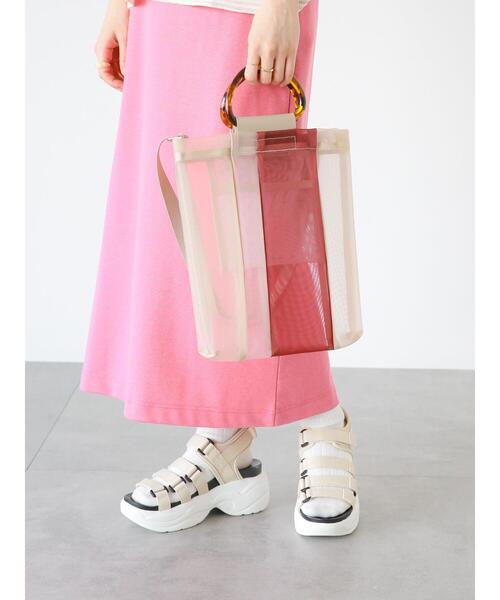 ehka sopo（エヘカソポ）の「配色メッシュトートバッグ（ハンドバッグ・レディース・ブラック/ベージュ/ブラウン・F）」の12枚目の写真