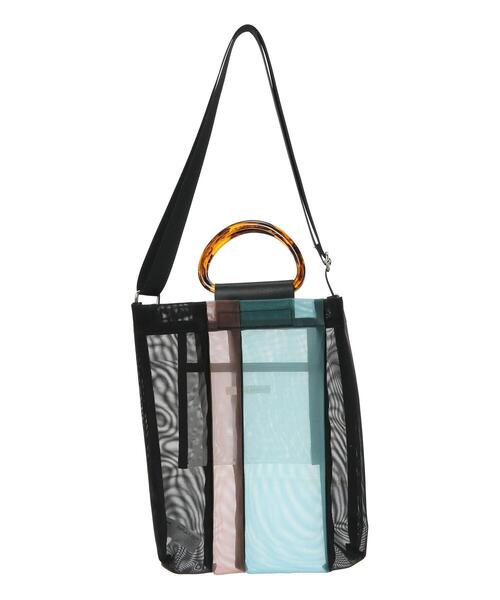 ehka sopo（エヘカソポ）の「配色メッシュトートバッグ（ハンドバッグ・レディース・ブラック/ベージュ/ブラウン・F）」の19枚目の写真