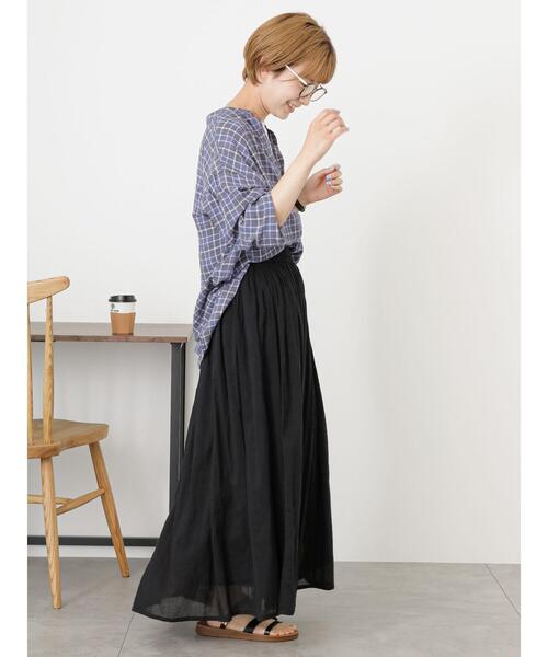 Samansa Mos2 blue（サマンサモスモスブルー）の「チェックシャツ（シャツ/ブラウス・レディース・ブルー/ラベンダー/ライトベージュ・F）」の7枚目の写真