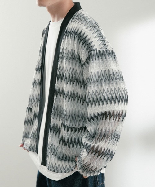 ITEMS URBANRESEARCH（アイテムズ アーバンリサーチ）の「シアージャカード カーディガン（ニット/セーター・メンズ・ベージュ/ブルー/オフホワイト・MEDIUM/LARGE）」の2枚目の写真