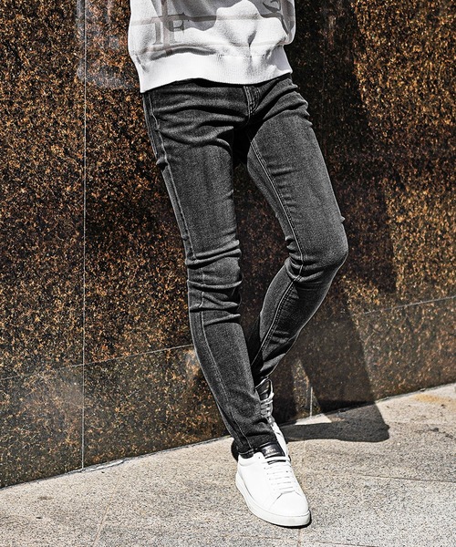 SOMEDIFF（サムディフ）の「【SOMEDIFF】ブラストデニムパンツ メンズ スキニーパンツ デニムパンツ ジーンズ タイト 細身 ジーパン 春服 冬服（デニムパンツ・メンズ・ケミカルウォッシュ/ブラック/ブルー/インディゴブルー・XL/M/L/S）」の12枚目の写真