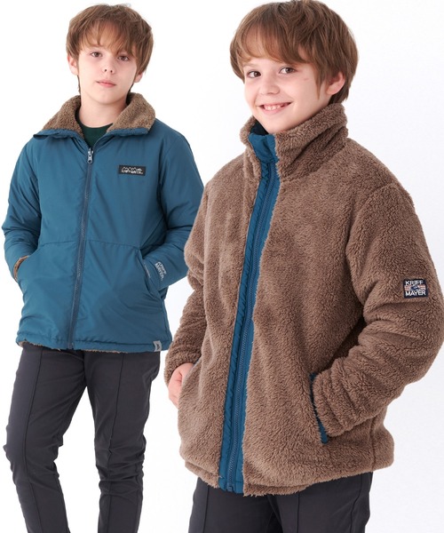 KRIFF MAYER Kid's Collection(クリフメイヤーキッズコレクション)の「《WEB限定》リバーシブル ひっくりスタンドネックジャケット(ブルゾン・キッズ・チャコール/ネイビー/ブラウン/レッド・120/130/140/150/160/170)」の4枚目の写真