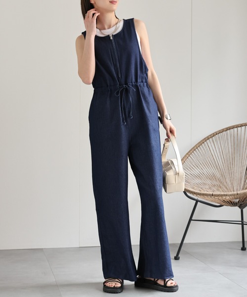 ito fukuoka バイカラーオールインワン セール】フロントジップオールインワン（つなぎ/オールインワン