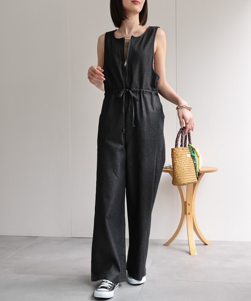 ito fukuoka バイカラーオールインワン セール】フロントジップオールインワン（つなぎ/オールインワン