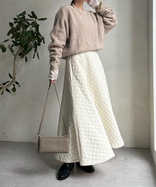 DouDou(ドゥドゥ)の「キルティングフレアスカート(スカート・レディース・モカ/ブラック/オフホワイト・FREE)」の15枚目の写真