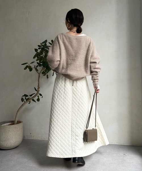 DouDou(ドゥドゥ)の「キルティングフレアスカート(スカート・レディース・モカ/ブラック/オフホワイト・FREE)」の17枚目の写真