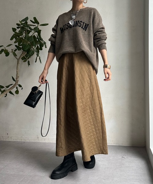 DouDou(ドゥドゥ)の「キルティングフレアスカート(スカート・レディース・モカ/ブラック/オフホワイト・FREE)」の22枚目の写真