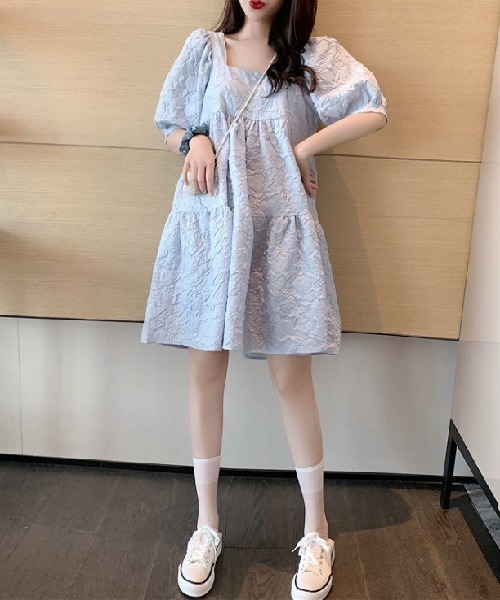 Ritomo De Ricco(リトモ・デ・リコ)の「SALE フクレジャガードミニワンピース(ワンピース・レディース・ホワイト/ブラック/ピンク/ライトブルー・FREE)」の9枚目の写真