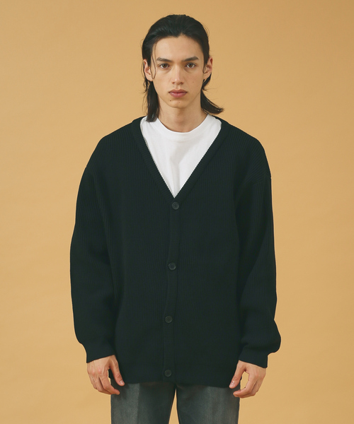 MYSELF ABAHOUSE（マイセルフアバハウス）の「ルーズシルエット ハイゲージ ポリ Vネック ニット カーディガン（カーディガン/ボレロ・メンズ・ブラック/ベージュ/オレンジ/ホワイト系その他/ブルー系その他・S/M/L/XL）」の12枚目の写真