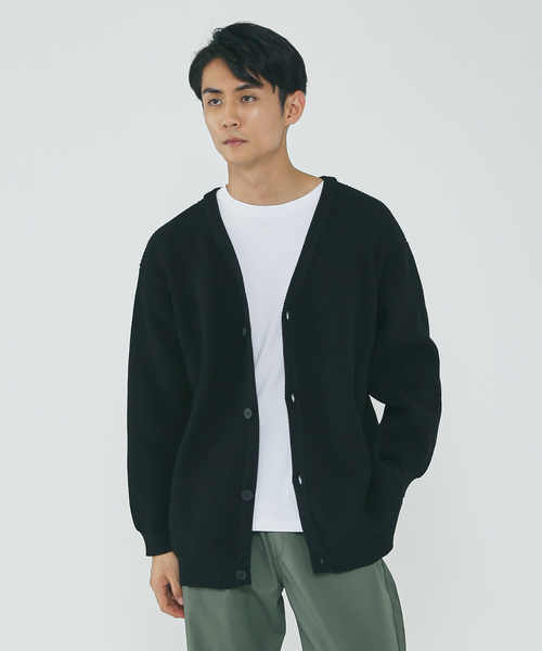 MYSELF ABAHOUSE（マイセルフアバハウス）の「ルーズシルエット ハイゲージ ポリ Vネック ニット カーディガン（カーディガン/ボレロ・メンズ・ブラック/ベージュ/オレンジ/ホワイト系その他/ブルー系その他・S/M/L/XL）」の13枚目の写真