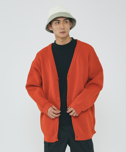 MYSELF ABAHOUSE（マイセルフアバハウス）の「ルーズシルエット ハイゲージ ポリ Vネック ニット カーディガン（カーディガン/ボレロ・メンズ・ブラック/ベージュ/オレンジ/ホワイト系その他/ブルー系その他・S/M/L/XL）」の17枚目の写真