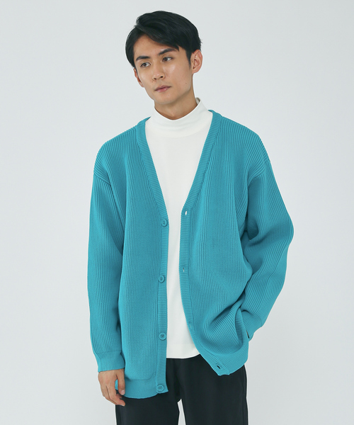 MYSELF ABAHOUSE（マイセルフアバハウス）の「ルーズシルエット ハイゲージ ポリ Vネック ニット カーディガン（カーディガン/ボレロ・メンズ・ブラック/ベージュ/オレンジ/ホワイト系その他/ブルー系その他・S/M/L/XL）」の21枚目の写真