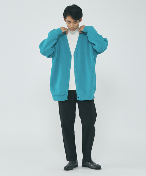 MYSELF ABAHOUSE（マイセルフアバハウス）の「ルーズシルエット ハイゲージ ポリ Vネック ニット カーディガン（カーディガン/ボレロ・メンズ・ブラック/ベージュ/オレンジ/ホワイト系その他/ブルー系その他・S/M/L/XL）」の22枚目の写真