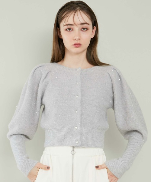 archives（アルシーヴ）の「トゥウィンクルフェザーパフスリニットカーディガン（ニット/セーター・レディース・ブルー/グレー/オフホワイト/ピンク・MEDIUM）」の3枚目の写真