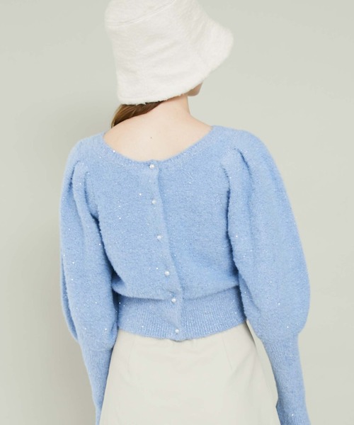 archives（アルシーヴ）の「トゥウィンクルフェザーパフスリニットカーディガン（ニット/セーター・レディース・ブルー/グレー/オフホワイト/ピンク・MEDIUM）」の9枚目の写真