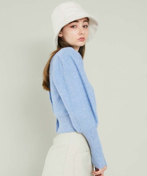 archives（アルシーヴ）の「トゥウィンクルフェザーパフスリニットカーディガン（ニット/セーター・レディース・ブルー/グレー/オフホワイト/ピンク・MEDIUM）」の10枚目の写真