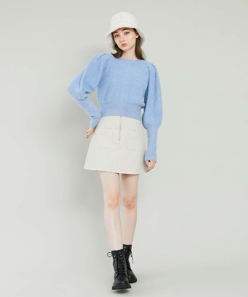 archives（アルシーヴ）の「トゥウィンクルフェザーパフスリニットカーディガン（ニット/セーター・レディース・ブルー/グレー/オフホワイト/ピンク・MEDIUM）」の11枚目の写真