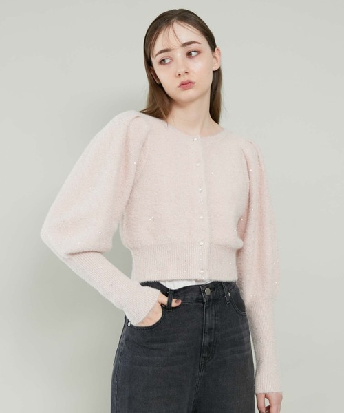 archives（アルシーヴ）の「トゥウィンクルフェザーパフスリニットカーディガン（ニット/セーター・レディース・ブルー/グレー/オフホワイト/ピンク・MEDIUM）」の21枚目の写真