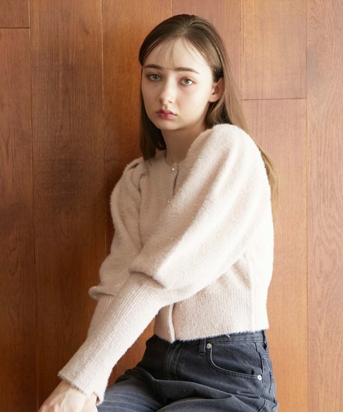 archives（アルシーヴ）の「トゥウィンクルフェザーパフスリニットカーディガン（ニット/セーター・レディース・ブルー/グレー/オフホワイト/ピンク・MEDIUM）」の14枚目の写真