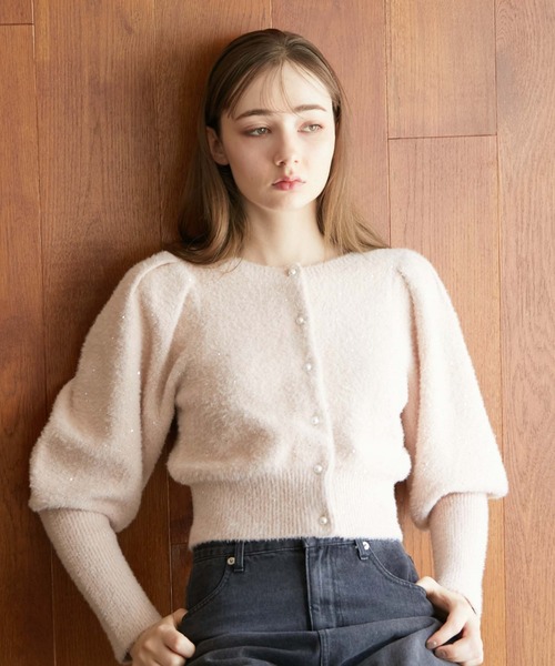 archives（アルシーヴ）の「トゥウィンクルフェザーパフスリニットカーディガン（ニット/セーター・レディース・ブルー/グレー/オフホワイト/ピンク・MEDIUM）」の13枚目の写真