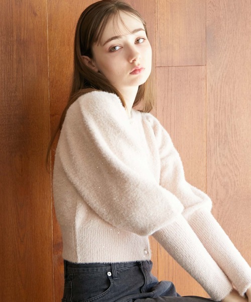 archives（アルシーヴ）の「トゥウィンクルフェザーパフスリニットカーディガン（ニット/セーター・レディース・ブルー/グレー/オフホワイト/ピンク・MEDIUM）」の15枚目の写真