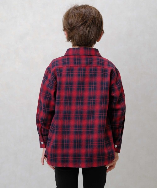 ZI-ON(ジーオン)の「ちょいオーパーサイズネルチェックシャツ(シャツ/ブラウス・キッズ・レッド系その他/グリーン/ホワイト×ブラック/ベージュ/ダークベージュ/レッド・150cm/130cm/120cm/140cm/160cm)」の21枚目の写真