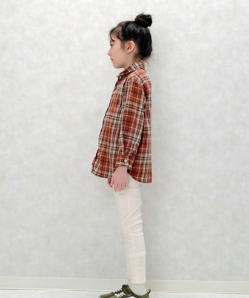 ZI-ON(ジーオン)の「ちょいオーパーサイズネルチェックシャツ(シャツ/ブラウス・キッズ・レッド系その他/グリーン/ホワイト×ブラック/ベージュ/ダークベージュ/レッド・150cm/130cm/120cm/140cm/160cm)」の12枚目の写真