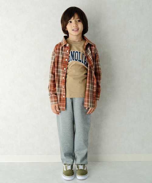 ZI-ON(ジーオン)の「ちょいオーパーサイズネルチェックシャツ(シャツ/ブラウス・キッズ・レッド系その他/グリーン/ホワイト×ブラック/ベージュ/ダークベージュ/レッド・150cm/130cm/120cm/140cm/160cm)」の9枚目の写真