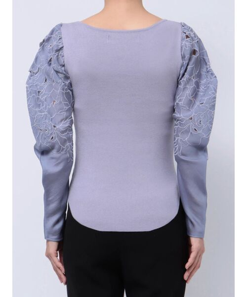 LAGUNAMOON（ラグナムーン）の「エンブロイダリースリーブニットトップス（ニット/セーター・レディース・ブラック/ラベンダー/アイボリー・FREE）」の6枚目の写真