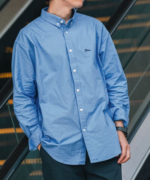 ITEMS URBANRESEARCH（アイテムズ アーバンリサーチ）の「ワンポイント刺繍 OXボタンダウンシャツ（シャツ/ブラウス・メンズ・オフホワイト/チャコールグレー/ブルー・MEDIUM/LARGE）」の11枚目の写真