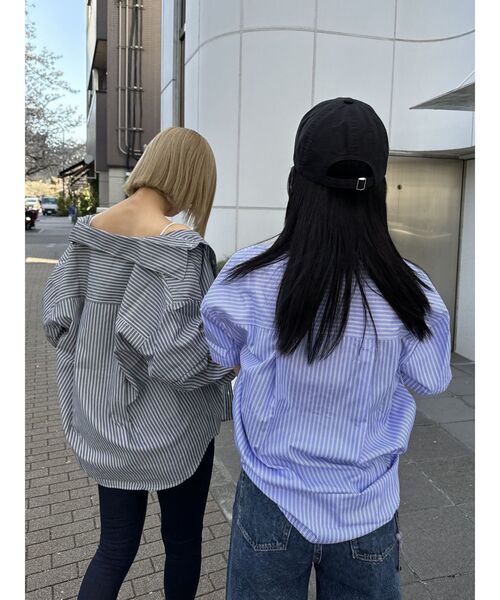 EMODA（エモダ）の「2WAY OVER SH（シャツ/ブラウス・レディース・ブルー/ブラック/ホワイト・FREE）」の6枚目の写真