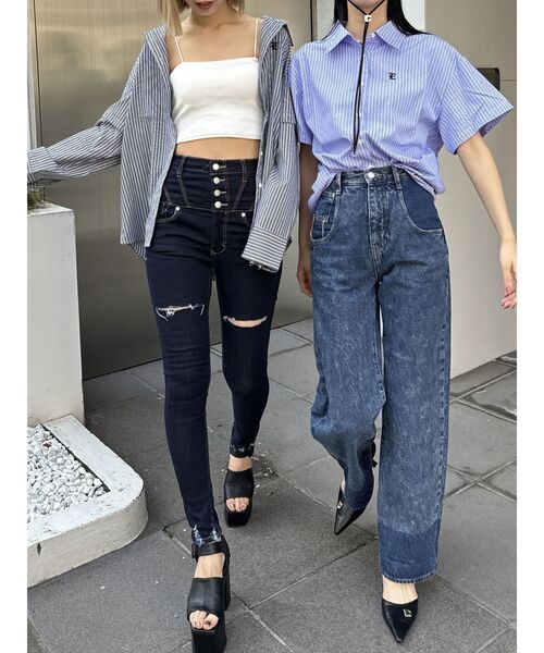 EMODA（エモダ）の「2WAY OVER SH（シャツ/ブラウス・レディース・ブルー/ブラック/ホワイト・FREE）」の7枚目の写真