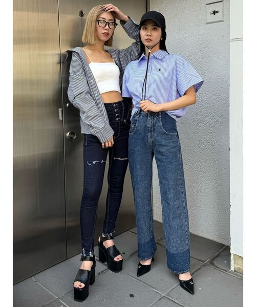 EMODA（エモダ）の「2WAY OVER SH（シャツ/ブラウス・レディース・ブルー/ブラック/ホワイト・FREE）」の8枚目の写真