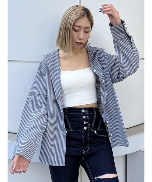 EMODA（エモダ）の「2WAY OVER SH（シャツ/ブラウス・レディース・ブルー/ブラック/ホワイト・FREE）」の11枚目の写真