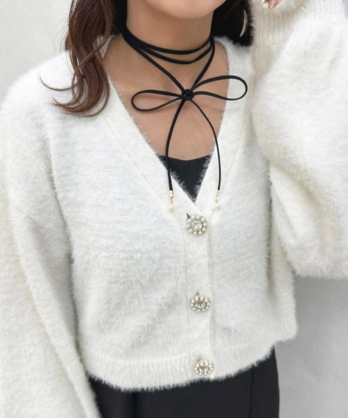 apres jour（アプレジュール）の「【apres jour×ARIAZ】パール付きチョーカー（チョーカー・レディース・ブラック・FREE）」の2枚目の写真