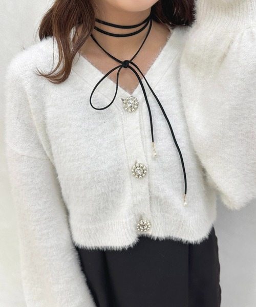 apres jour（アプレジュール）の「【apres jour×ARIAZ】パール付きチョーカー（チョーカー・レディース・ブラック・FREE）」の3枚目の写真