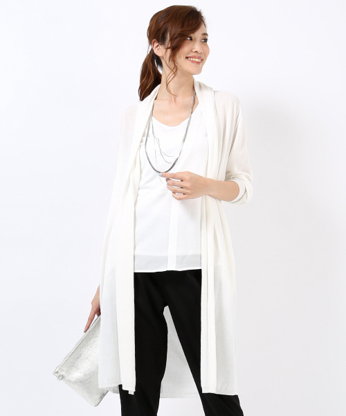 Abahouse Devinette（ドゥヴィネット）の「（新）high gaugeロングカーデ（カーディガン/ボレロ・レディース・ライトグレー/ホワイト/ブラック/オフホワイト・FREE）」の2枚目の写真