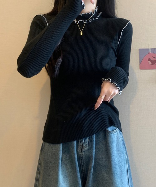 ECLIN(エクラン)の「配色メロウハイネックリブニットトップス(ニット/セーター・レディース・ブラック/グレー/アイボリー・FREE)」の19枚目の写真