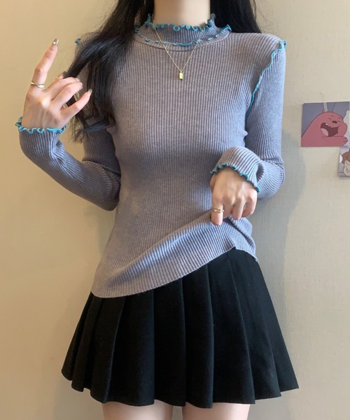 ECLIN(エクラン)の「配色メロウハイネックリブニットトップス(ニット/セーター・レディース・ブラック/グレー/アイボリー・FREE)」の20枚目の写真