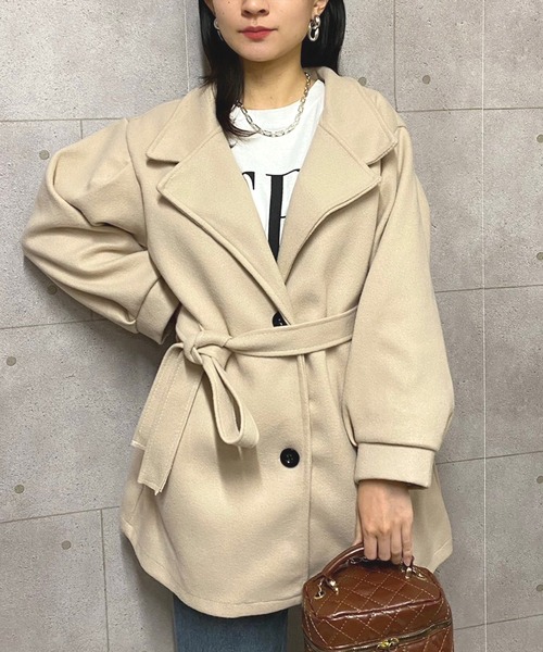 NANEA（ナネア）の「ボリュームスリーブベルト付きコート（その他アウター・レディース・ブラック/ベージュ・SMALL/MEDIUM/LARGE）」の22枚目の写真
