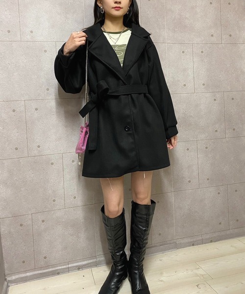 NANEA（ナネア）の「ボリュームスリーブベルト付きコート（その他アウター・レディース・ブラック/ベージュ・SMALL/MEDIUM/LARGE）」の18枚目の写真