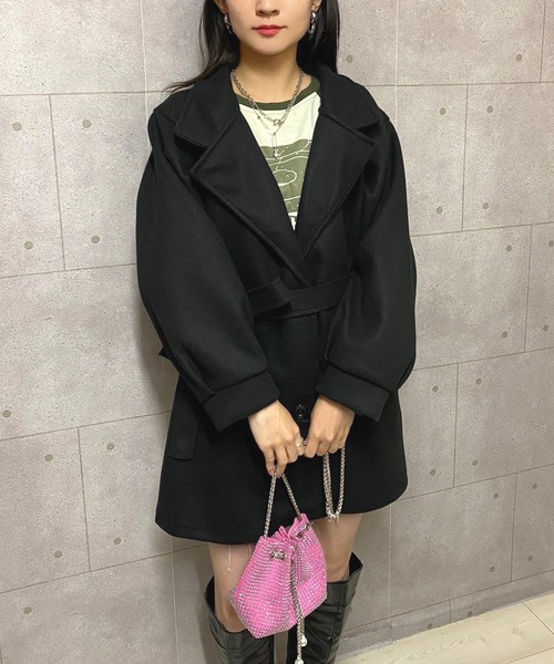 NANEA（ナネア）の「ボリュームスリーブベルト付きコート（その他アウター・レディース・ブラック/ベージュ・SMALL/MEDIUM/LARGE）」の15枚目の写真