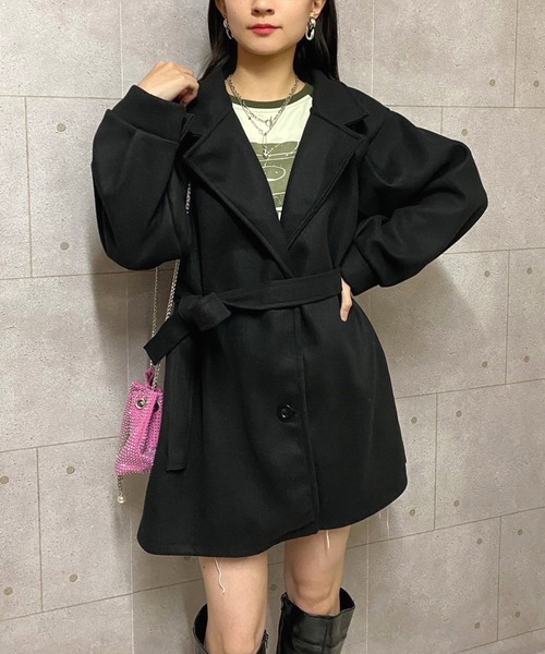NANEA（ナネア）の「ボリュームスリーブベルト付きコート（その他アウター・レディース・ブラック/ベージュ・SMALL/MEDIUM/LARGE）」の12枚目の写真