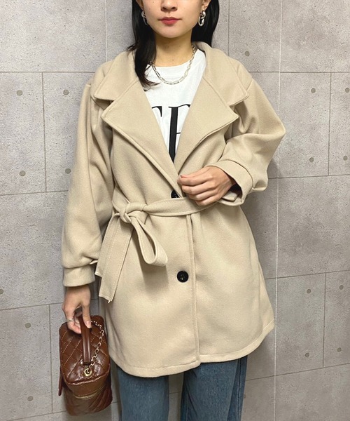 NANEA（ナネア）の「ボリュームスリーブベルト付きコート（その他アウター・レディース・ブラック/ベージュ・SMALL/MEDIUM/LARGE）」の21枚目の写真