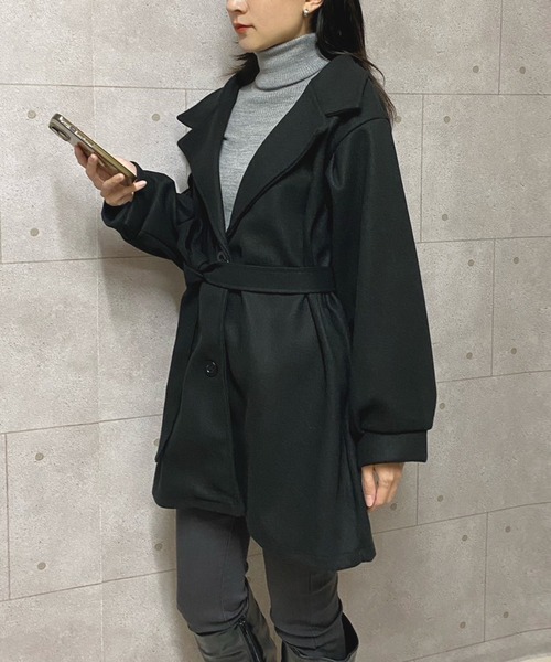 NANEA（ナネア）の「ボリュームスリーブベルト付きコート（その他アウター・レディース・ブラック/ベージュ・SMALL/MEDIUM/LARGE）」の5枚目の写真