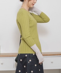 POU DOU DOU | バイカラーアームリブニット(ニット/セーター)