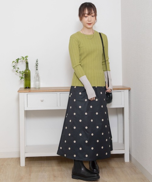 POU DOU DOU（プードゥドゥ）の「バイカラーアームリブニット（ニット/セーター・レディース・ブラック/オフホワイト/グレー/ライトグリーン・3）」の10枚目の写真